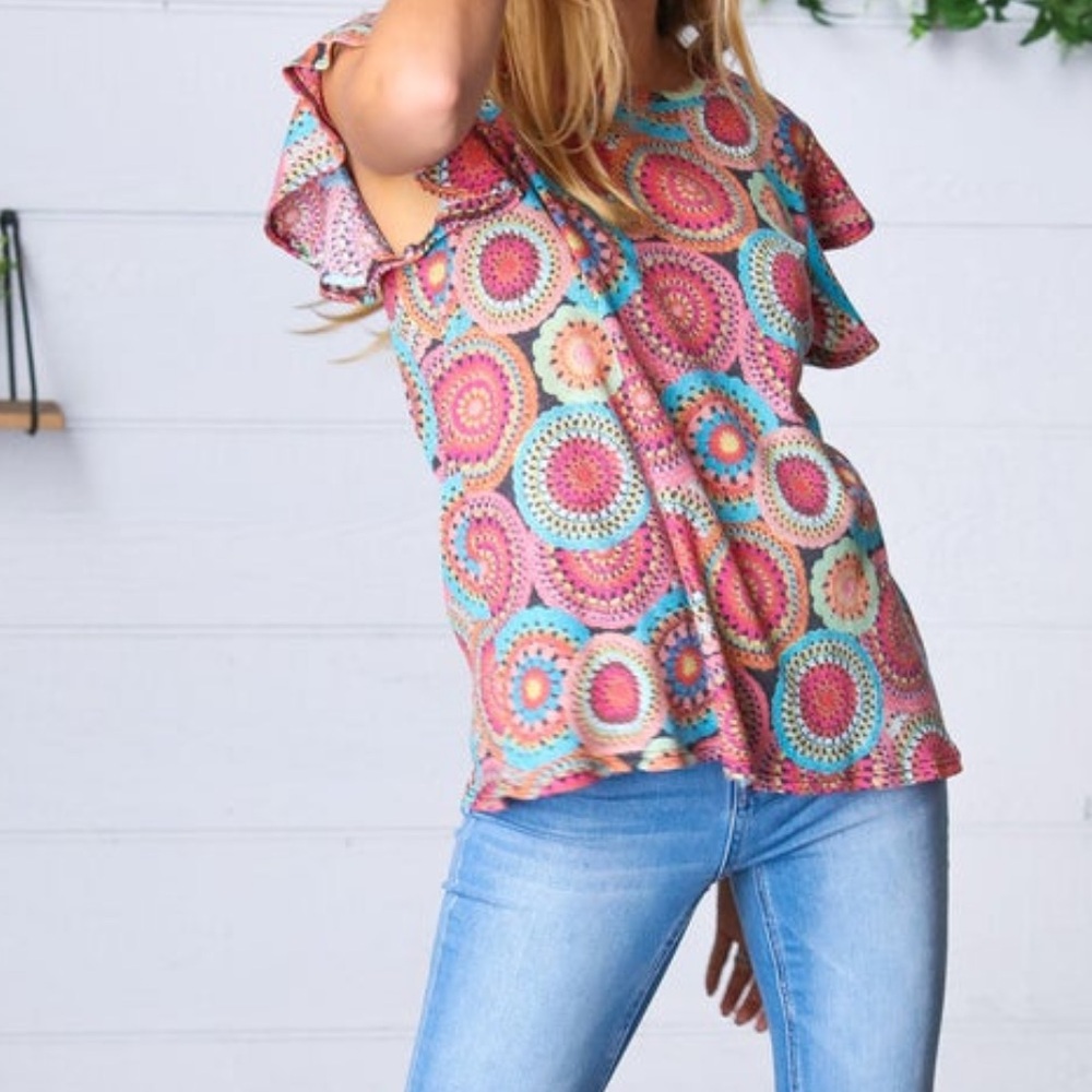 Haptics Colorful Patterned Women's Top - Medium - NWT